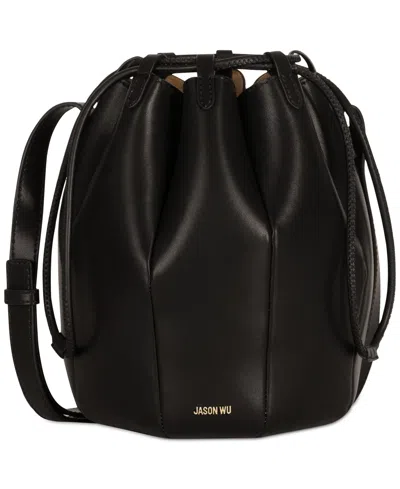 Jason Wu Tulip Medium Leather Drawstring Bag In Black