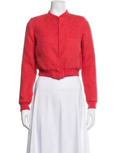 Pre-owned Jason Wu Tweed Pattern Bomber Jacket In Red