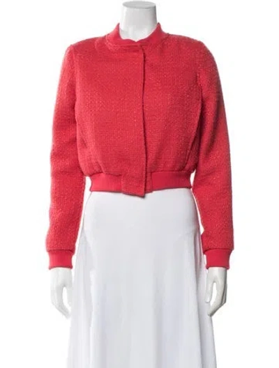 Pre-owned Jason Wu Tweed Pattern Bomber Jacket In Red