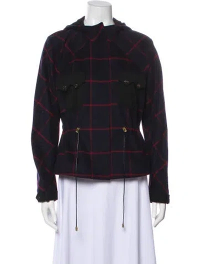 Pre-owned Jason Wu Virgin Wool Plaid Print Jacket In Blue
