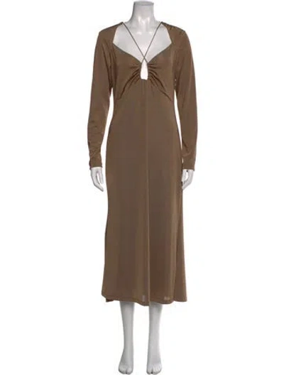 Pre-owned Jason Wu V-neck Long Dress In Brown