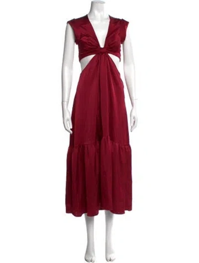 Pre-owned Jason Wu V-neck Long Dress In Burgundy