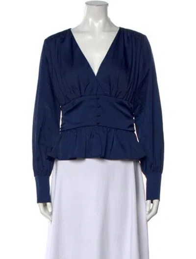 Pre-owned Jason Wu V-neck Long Sleeve Blouse In Blue