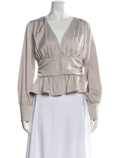 Pre-owned Jason Wu V-neck Long Sleeve Blouse In Neutral