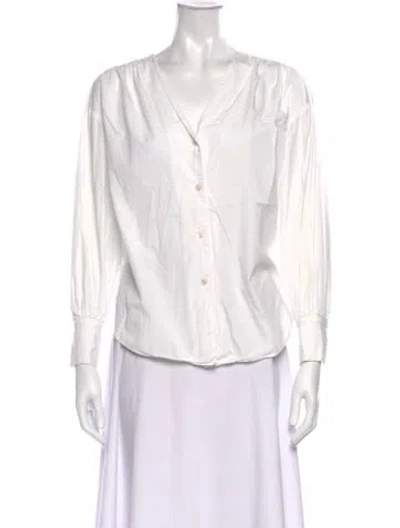 Pre-owned Jason Wu V-neck Long Sleeve Blouse In White