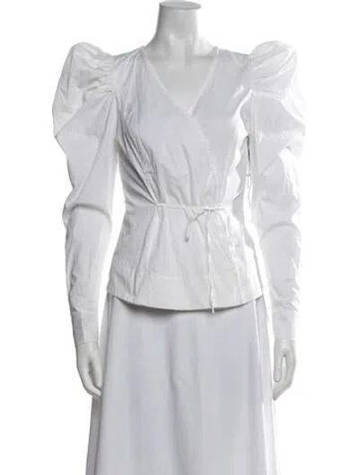 Pre-owned Jason Wu V-neck Long Sleeve Blouse In White