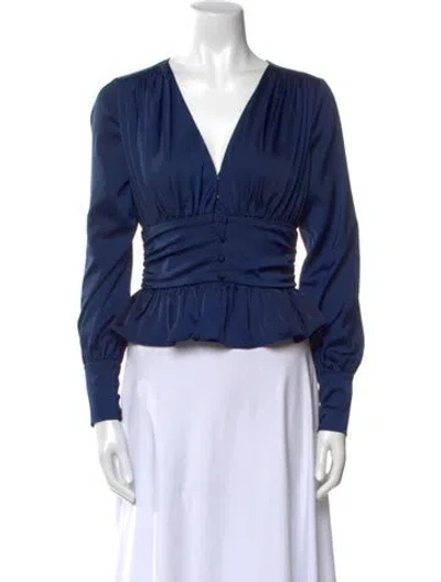 Pre-owned Jason Wu V-neck Long Sleeve Crop Top In Blue