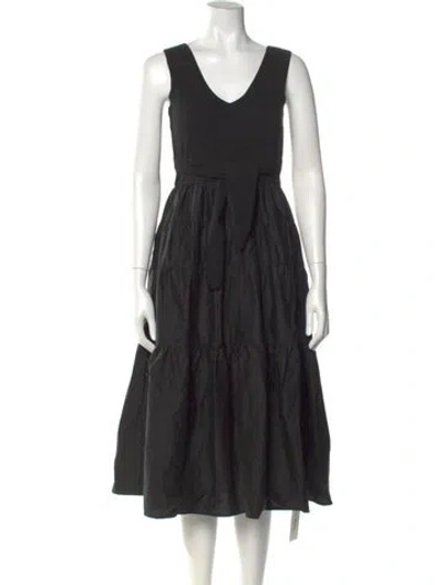 Pre-owned Jason Wu V-neck Midi Length Dress In Black