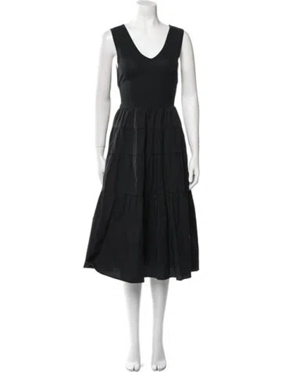 Pre-owned Jason Wu V-neck Midi Length Dress In Black