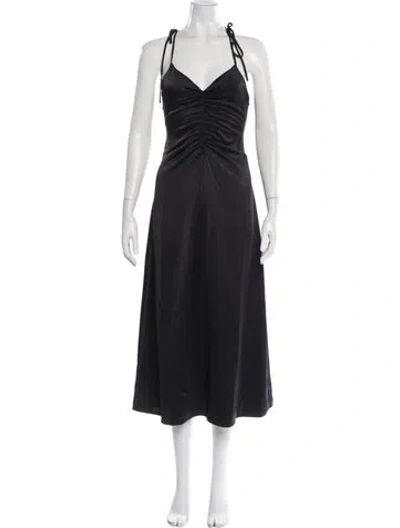 Pre-owned Jason Wu V-neck Midi Length Dress In Black