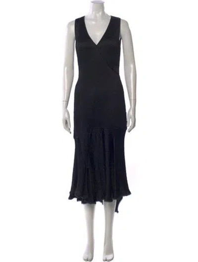 Pre-owned Jason Wu V-neck Midi Length Dress In Black