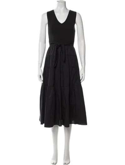 Pre-owned Jason Wu V-neck Midi Length Dress In Black