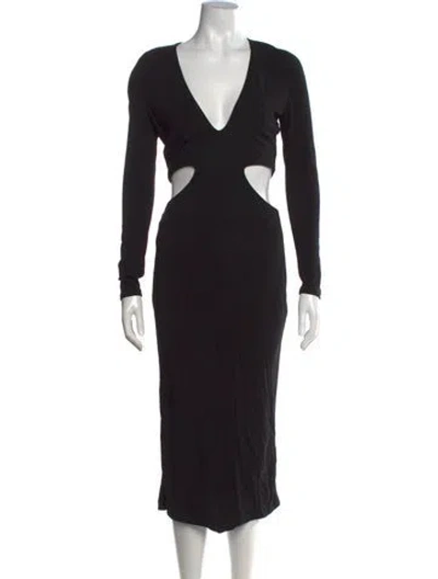 Pre-owned Jason Wu V-neck Midi Length Dress In Black