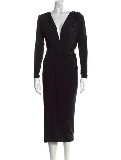 Pre-owned Jason Wu V-neck Midi Length Dress In Black