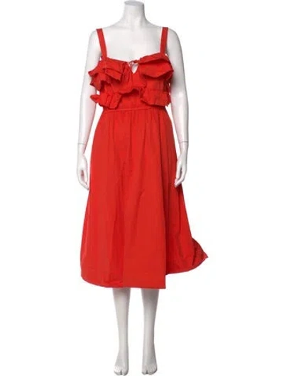 Pre-owned Jason Wu V-neck Midi Length Dress In Red