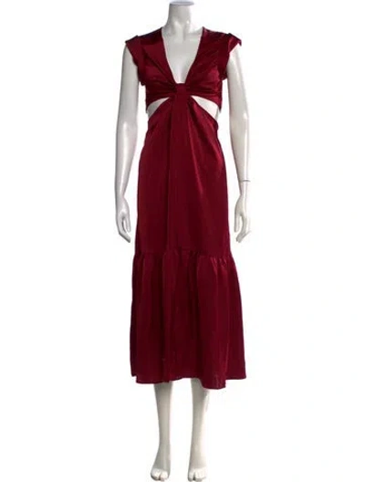 Pre-owned Jason Wu V-neck Midi Length Dress In Red