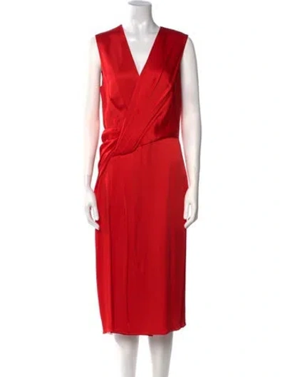 Pre-owned Jason Wu V-neck Midi Length Dress W/ Tags In Red