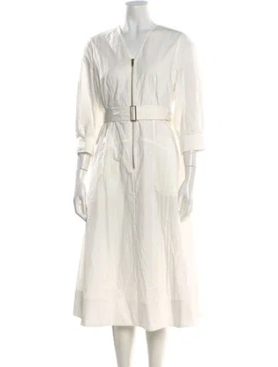 Pre-owned Jason Wu V-neck Midi Length Dress In White