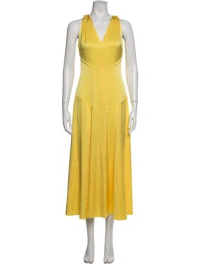 Pre-owned Jason Wu V-neck Midi Length Dress In Yellow