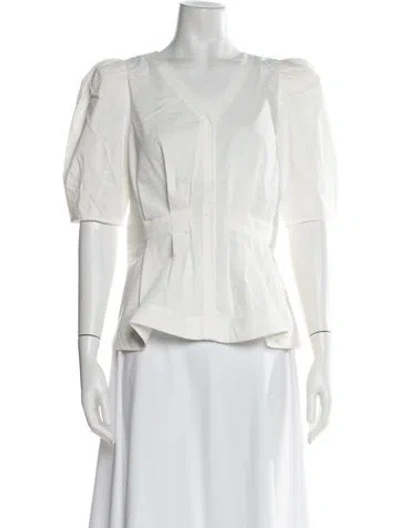 Pre-owned Jason Wu V-neck Short Sleeve Blouse W/ Tags In Neutral