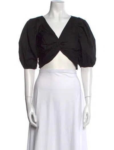 Pre-owned Jason Wu V-neck Short Sleeve Crop Top In Black