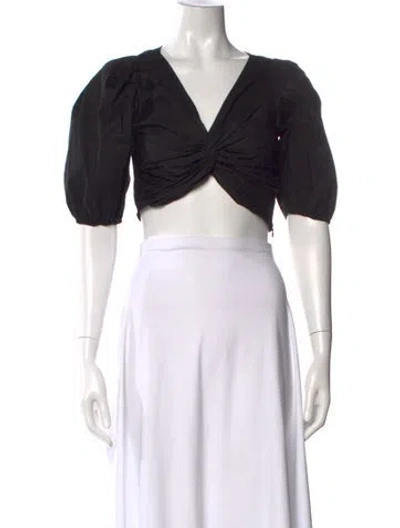Pre-owned Jason Wu V-neck Short Sleeve Crop Top In Black