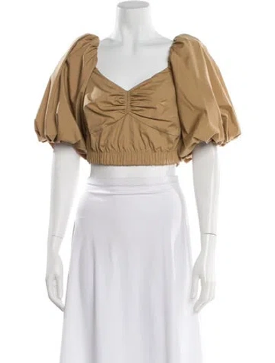 Pre-owned Jason Wu V-neck Short Sleeve Crop Top In Neutral
