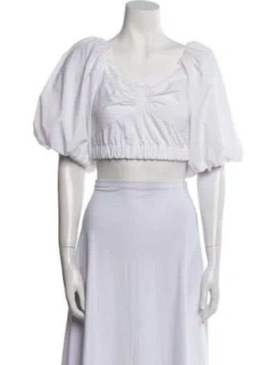 Pre-owned Jason Wu V-neck Short Sleeve Crop Top In White