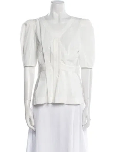Pre-owned Jason Wu V-neck Short Sleeve Top In White