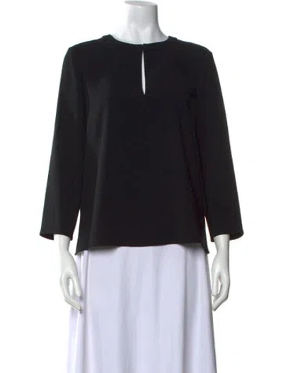 Pre-owned Jason Wu V-neck Three-quarter Sleeve Blouse In Black