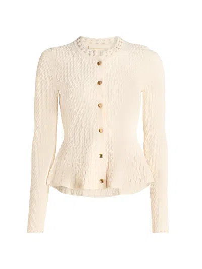 Jason Wu Women's Cable-knit Peplum Cardigan In Gray
