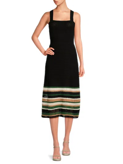 Jason Wu Women's Crochet Squareneck A Line Dress In Black Multi