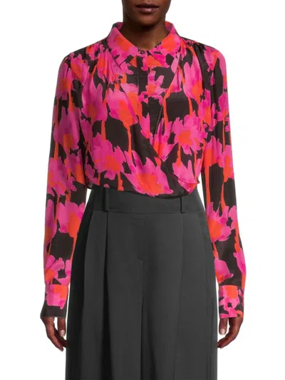 Jason Wu Women's Cropped Floral Wrap Shirt
