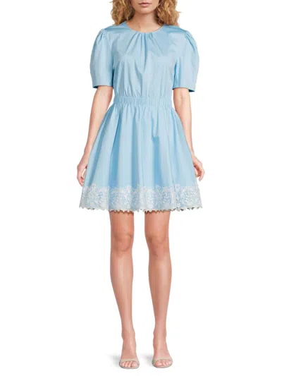 Jason Wu Women's Embroidered Hem Puff-sleeve Minidress