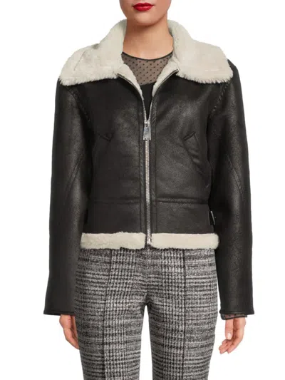 Jason Wu Women's Faux Shearling Trim Jacket In Washed Black
