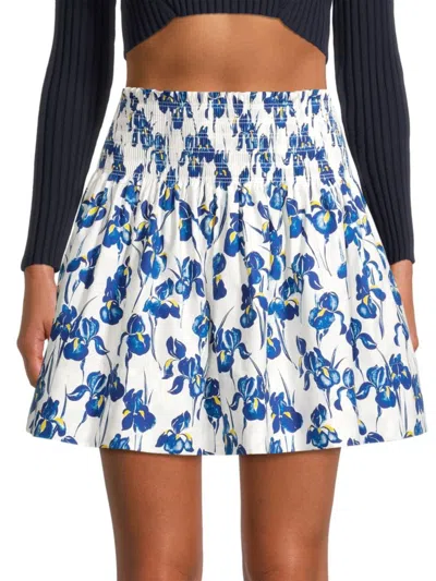 Jason Wu Women's Iris Floral Smocked Mini Skirt In Chalk Multi