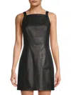 Jason Wu Sleeveless Square-neck Leather Mini Dress In Black