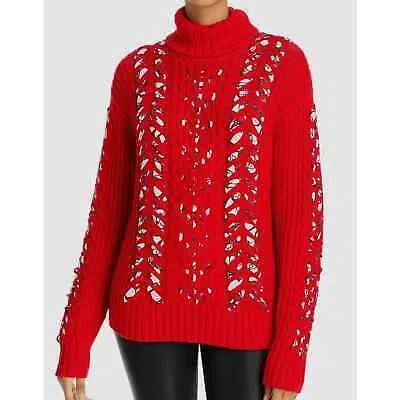 Pre-owned Jason Wu Women's Merino Wool Turtleneck Sweater Salsa Red Size L In Salse Red