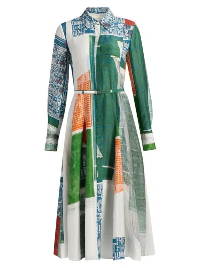 Jason Wu Women's Platter Artwork Silk Shirtdress In Green