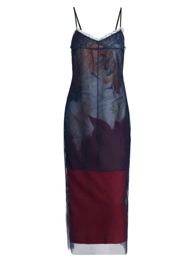 Jason Wu Women's Shadow Floral Collage Slip Midi-dress In Multi