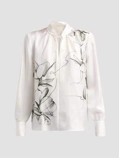 Jason Wu Women's Shadow Floral Silk Twill Tieneck Blouse In White