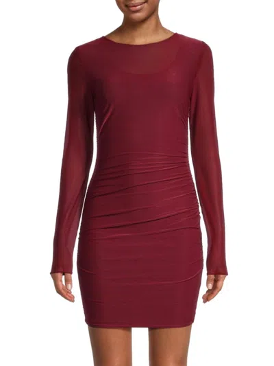 Jason Wu Women's Sheer Jersey Mini Dress In Burgundy