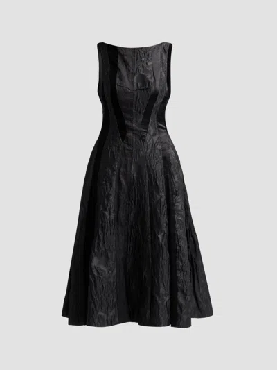 Jason Wu Women's Textured Mixed-media Scoopback Midi Dress In Black Multi