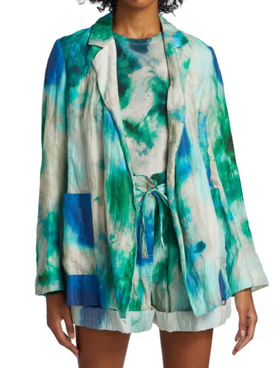 Jason Wu Women's Tie-dye Crinkled Jacket In Blue Green
