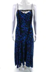 Jason Wu Womens Blue Black Printed Lace Trim Sleeveless Shift Dress In Blue