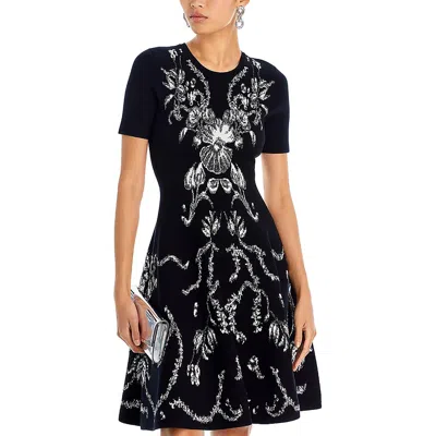 Jason Wu Womens Floral Print Viscose Sweaterdress In Black