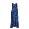 Jason Wu Zebra Print Lace Trim Maxi Dress In Blue Polyester In Blue