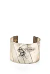 Jasper Womens Hammered Sterling Silver Cartoon Wide Cuff Bracelet In Silver