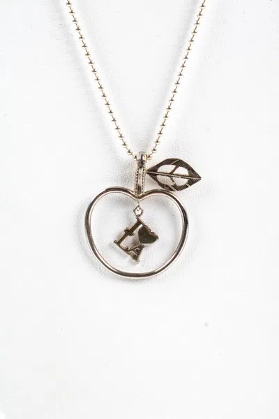 Jasper Womens Sterling Silver La Apple Silhouette Pendant Chain Necklace