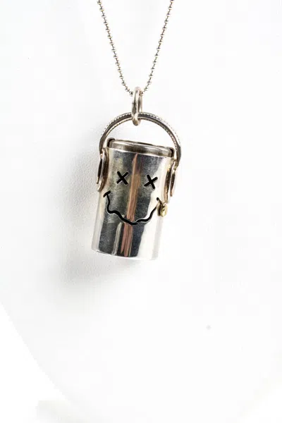 Jasper Womens Sterling Silver Yellow Gold Happy Face Container Pendant Necklace